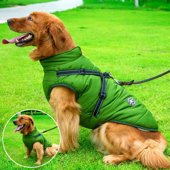 Waterdichte Winterjas voor Honden met Sherpa Fleece & Ingebouwd Harnas | Reflecterend & Winddicht