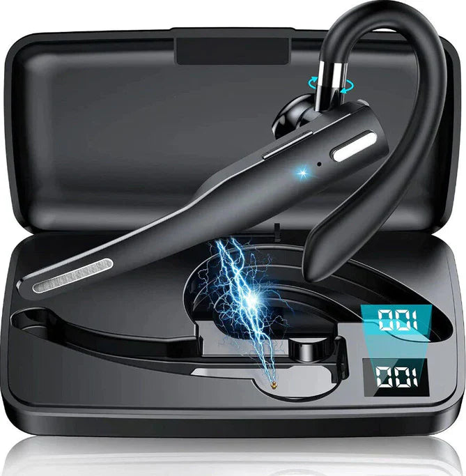 Bluetooth 5.1 Headset met Dual Microfoon & Noise Cancelling – Draadloos Oortje met Lange Accuduur voor Handsfree Bellen | Zwart