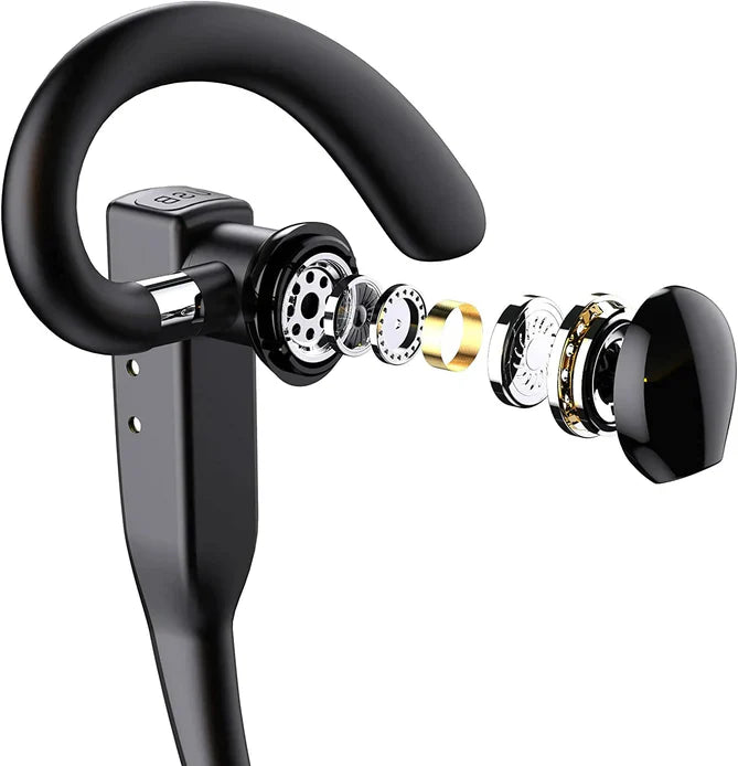Bluetooth 5.1 Headset met Dual Microfoon & Noise Cancelling – Draadloos Oortje met Lange Accuduur voor Handsfree Bellen | Zwart