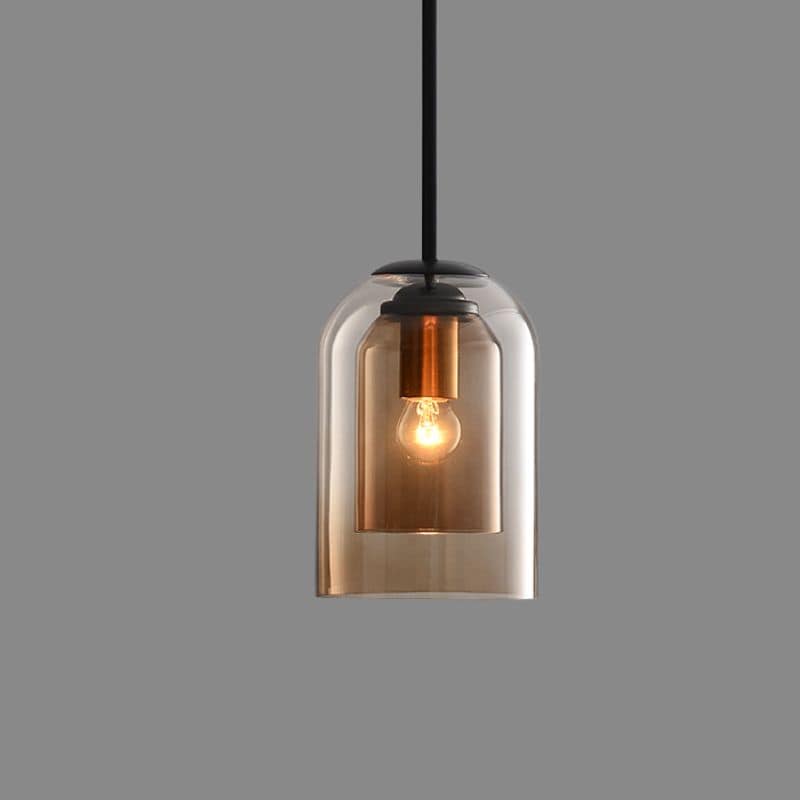 RetroGlanz Hanglamp – Mid-Century Design van Glas & IJzer, Dimbare LED Pendellamp met Rokerig Grijs of Roestkleurige Kap, Luxe voor Woonkamer of Keuken