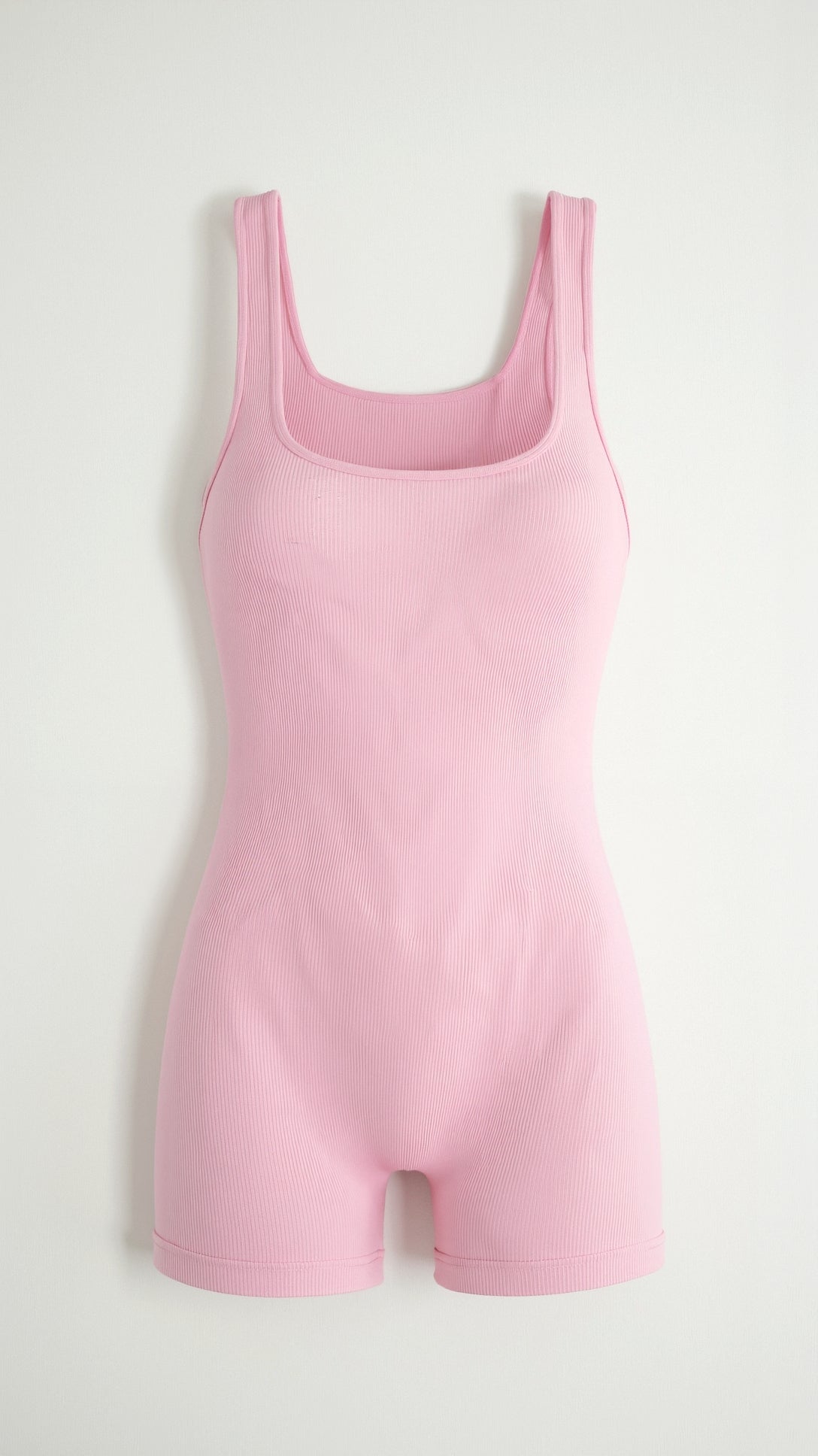 Geribbelde bodysuit met vierkante halslijn en slip-achtige onderkant
