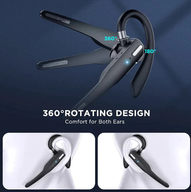 Bluetooth 5.1 Headset met Dual Microfoon & Noise Cancelling – Draadloos Oortje met Lange Accuduur voor Handsfree Bellen | Zwart