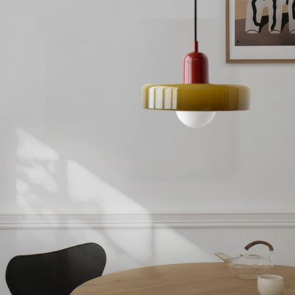 Bauhaus Hanglamp van Gekleurd Glas – Tijdloze Elegantie en Kunstzinnig Design