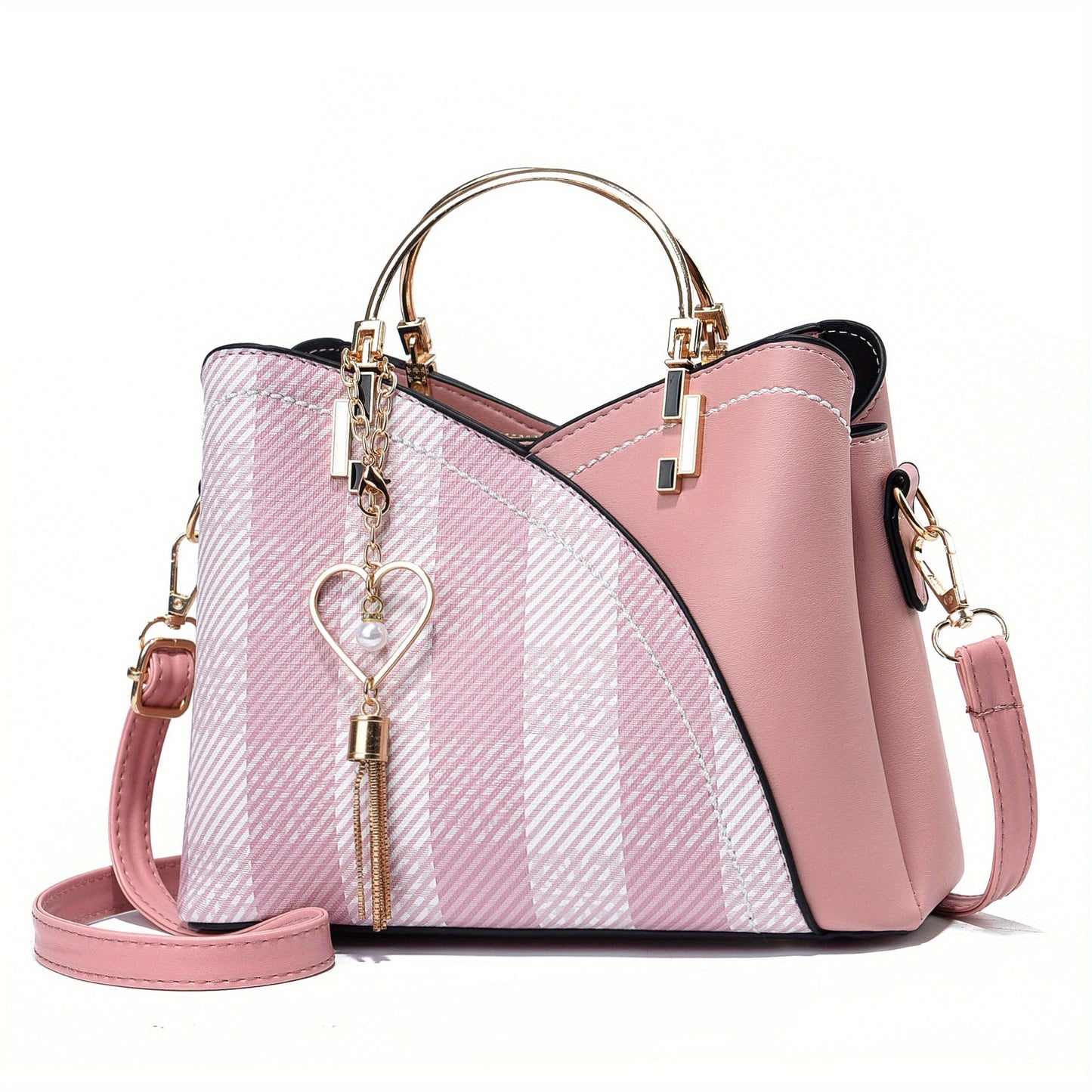 Dames handtas – kleurblok design, kwast details, ruim, stijlvol