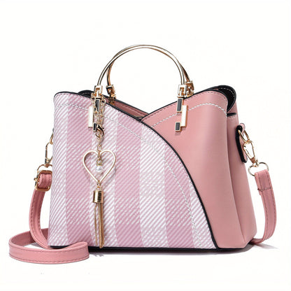 Dames handtas – kleurblok design, kwast details, ruim, stijlvol