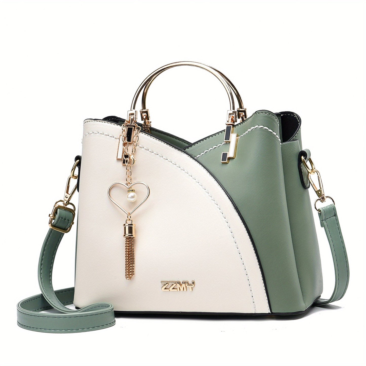 Dames handtas – kleurblok design, kwast details, ruim, stijlvol