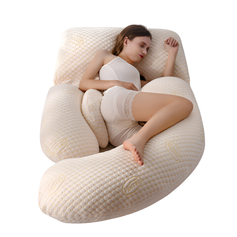 U-vorm Lichaamskussen – Ergonomisch, Ademend & Wasbaar 82×168 cm