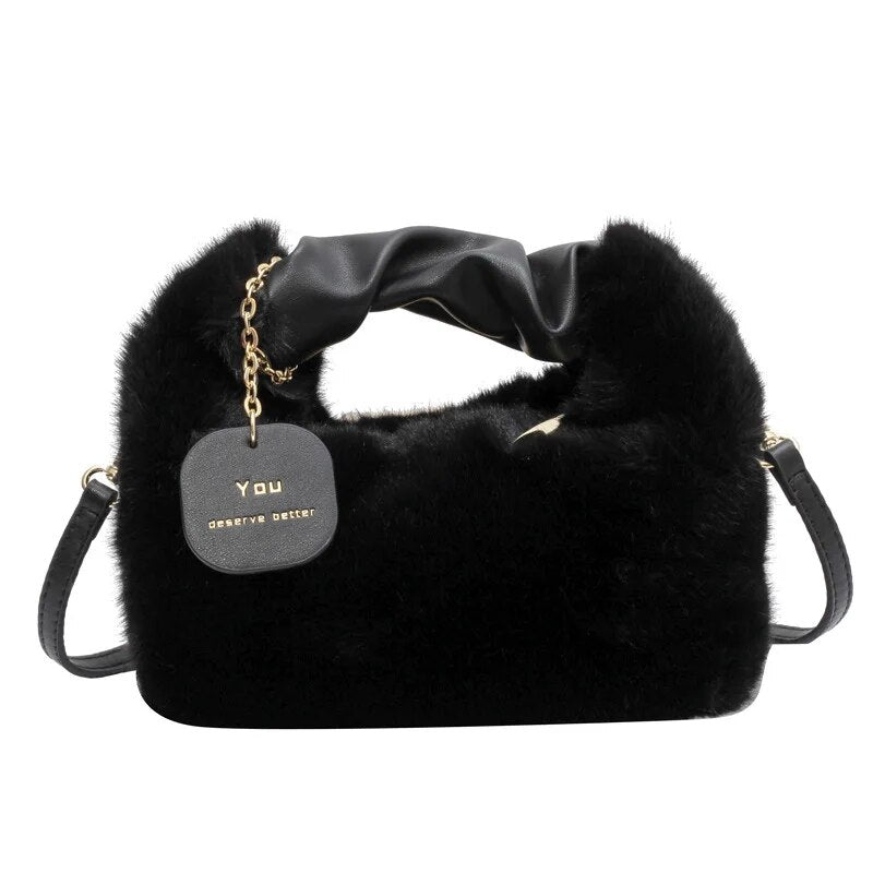 Dames crossbody tas – fluffy, zacht materiaal, verstelbare band, stijlvol