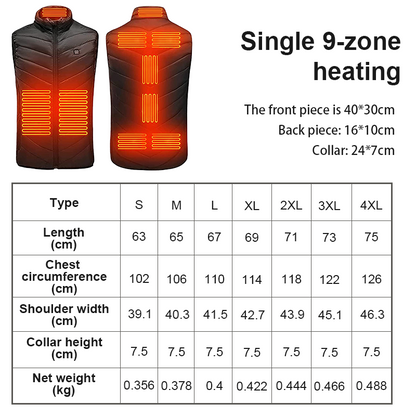 Verwarmd Bodywarmer Deluxe – USB Oplaadbaar Warmtevest voor Heren & Dames met Powerbank | 4 Warmtezones & 3 Warmtestanden – Zwart