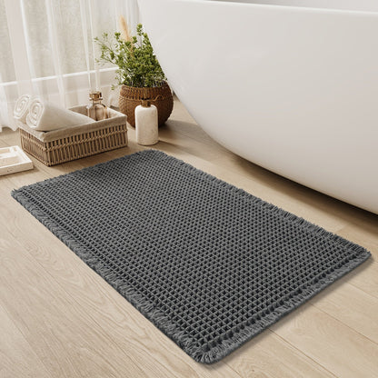 AquaLuxe | Elegant Antislip Polyester Bath Mat with Waffle Design 5