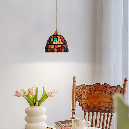 Hanglamp Eettafel van Glas en Koper – Unieke Retro Designlamp met Warme LED Verlichting | Sfeervolle Lamp voor Woonkamer of Slaapkamer
