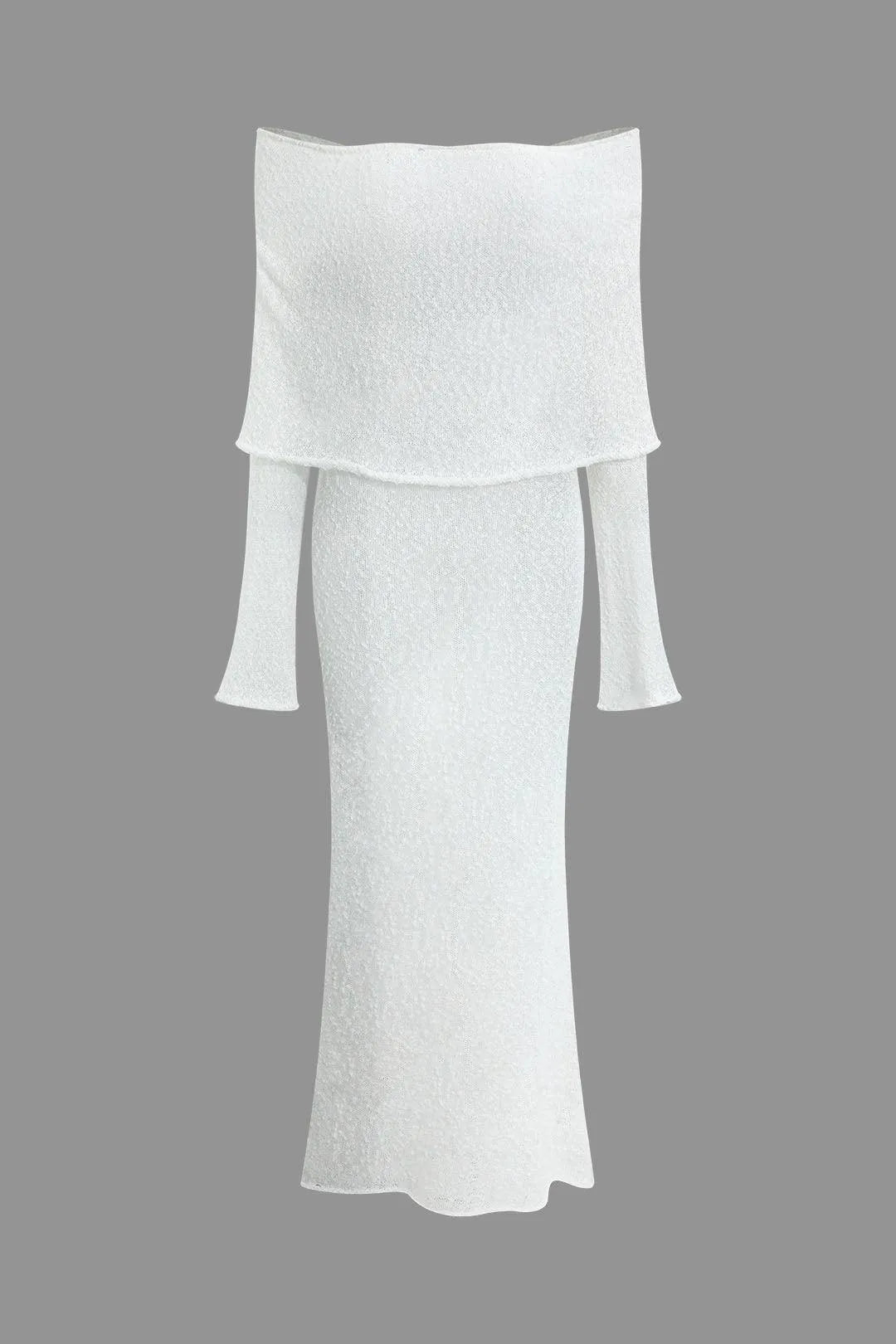 Dames maxi jurk – off shoulder, gebreid, aansluitend, comfortabel