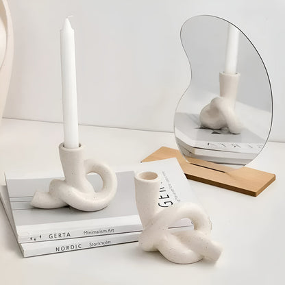 Minimalistische Keramische Knoop Kandelaar – Stijlvolle Woondecoratiev