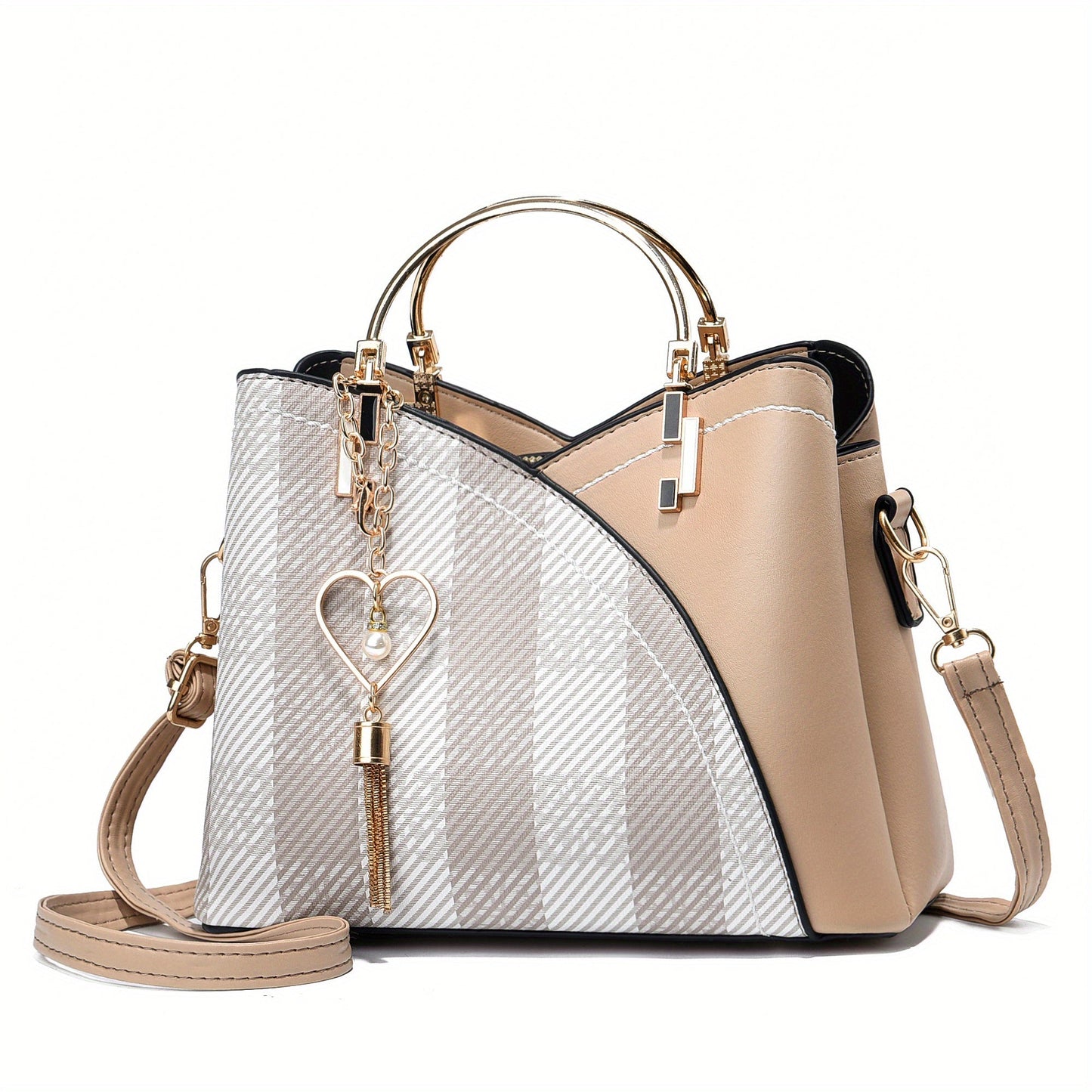 Dames handtas – kleurblok design, kwast details, ruim, stijlvol