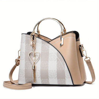 Dames handtas – kleurblok design, kwast details, ruim, stijlvol