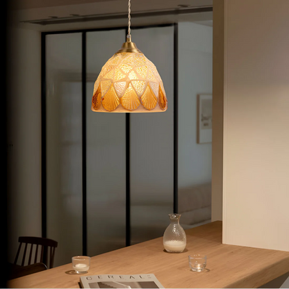 Hanglamp Eettafel van Glas en Koper – Unieke Retro Designlamp met Warme LED Verlichting | Sfeervolle Lamp voor Woonkamer of Slaapkamer