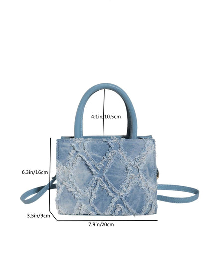 Dames handtas – denim, compact vierkant, crossbody, blauw