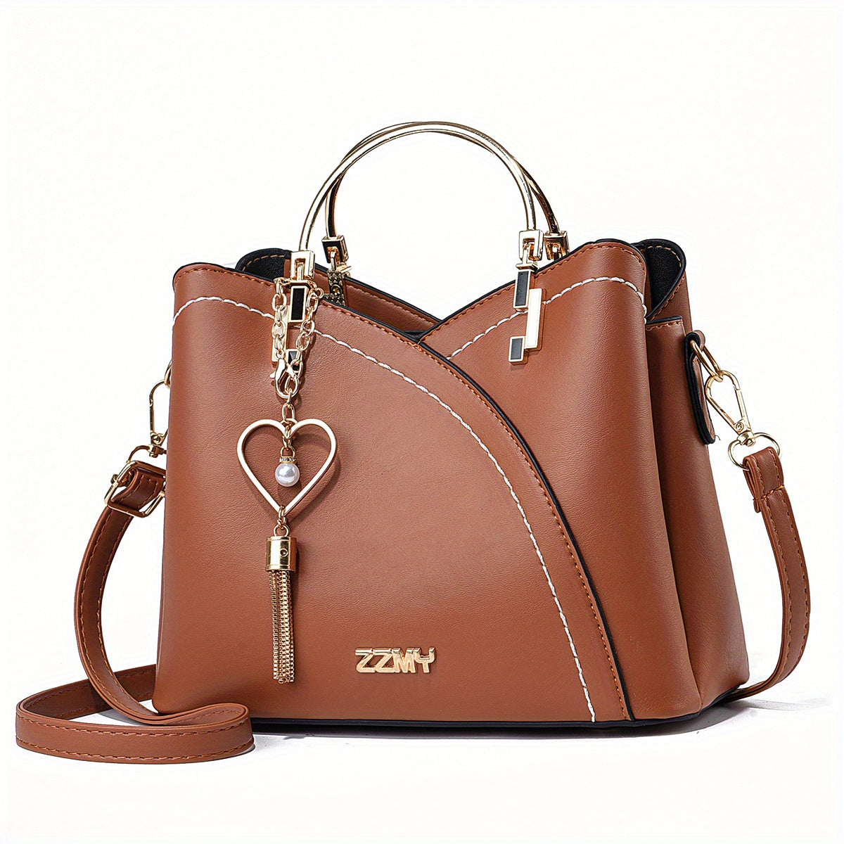 Dames handtas – kleurblok design, kwast details, ruim, stijlvol