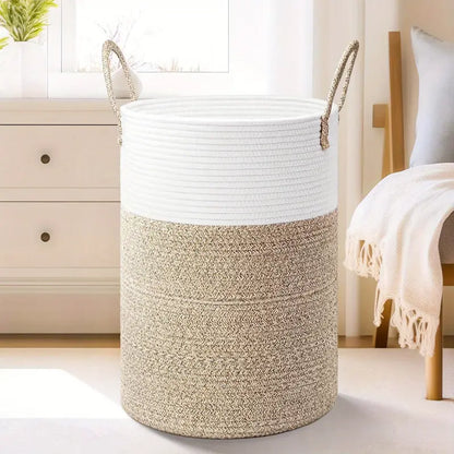Opvouwbare Wasmand van Katoen – 60L Grote Mand voor Woonkamer, Badkamer & Slaapkamer