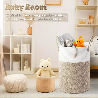 Opvouwbare Wasmand van Katoen – 60L Grote Mand voor Woonkamer, Badkamer & Slaapkamer