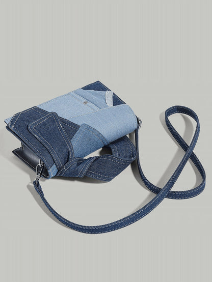 Dames schoudertas – denim, crossbody, verstelbare band, urban stijl