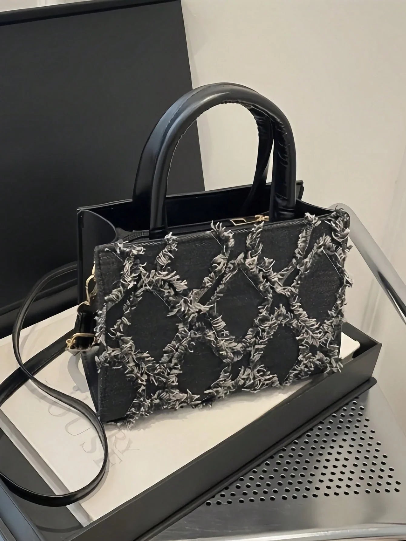 Dames avondtas – PU leer, diamant patroon, compact, luxe uitstraling