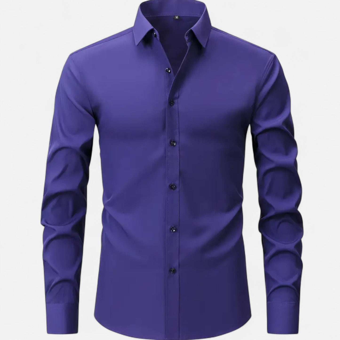 Heren Slim-Fit Lange Mouwen Overhemd met Stretch