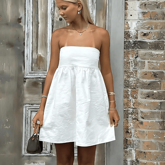 Dames strapless zomerjurk – katoen, luchtig, casual en comfortabel