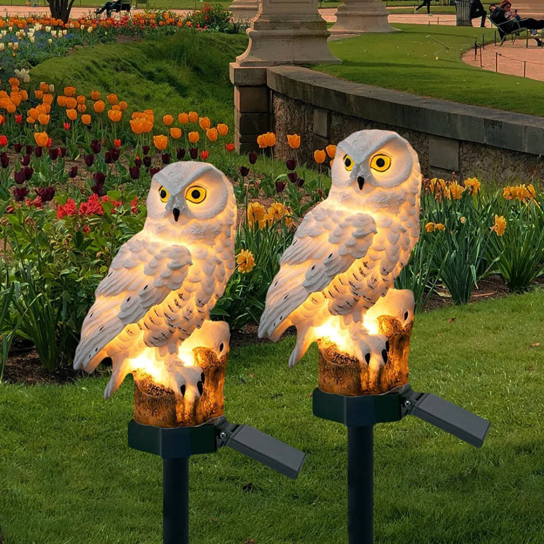 Solar uil buitenlamp – sfeervolle draadloze tuinlamp op zonne-energie met warmwitte led en uilendesign