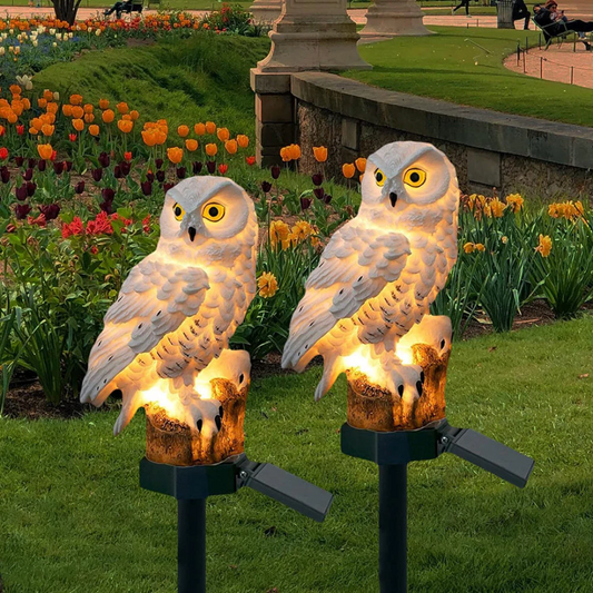 Solar uil buitenlamp – sfeervolle draadloze tuinlamp op zonne-energie met warmwitte led en uilendesign