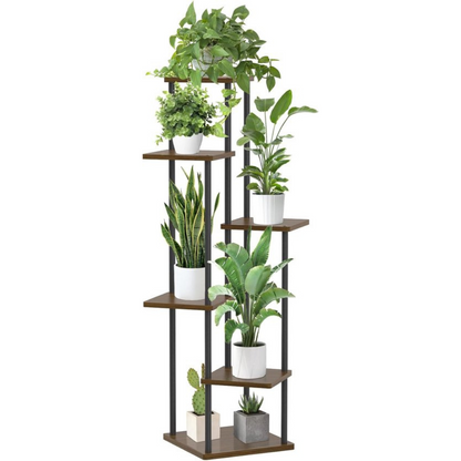 Virello Verticale Plantenstandaard – Gelaagde Plantentrap van Hout en Zwart IJzer