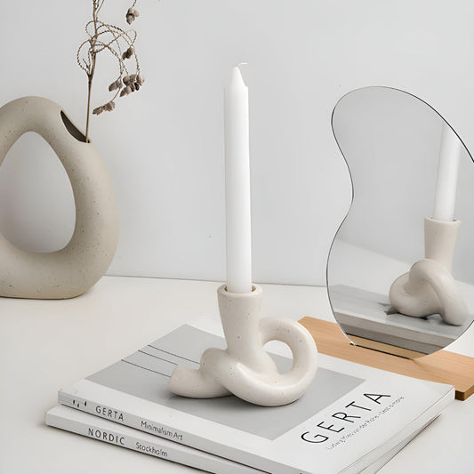 Minimalistische Keramische Knoop Kandelaar – Stijlvolle Woondecoratiev
