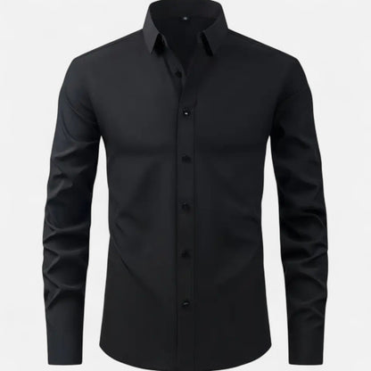 Heren Slim-Fit Lange Mouwen Overhemd met Stretch
