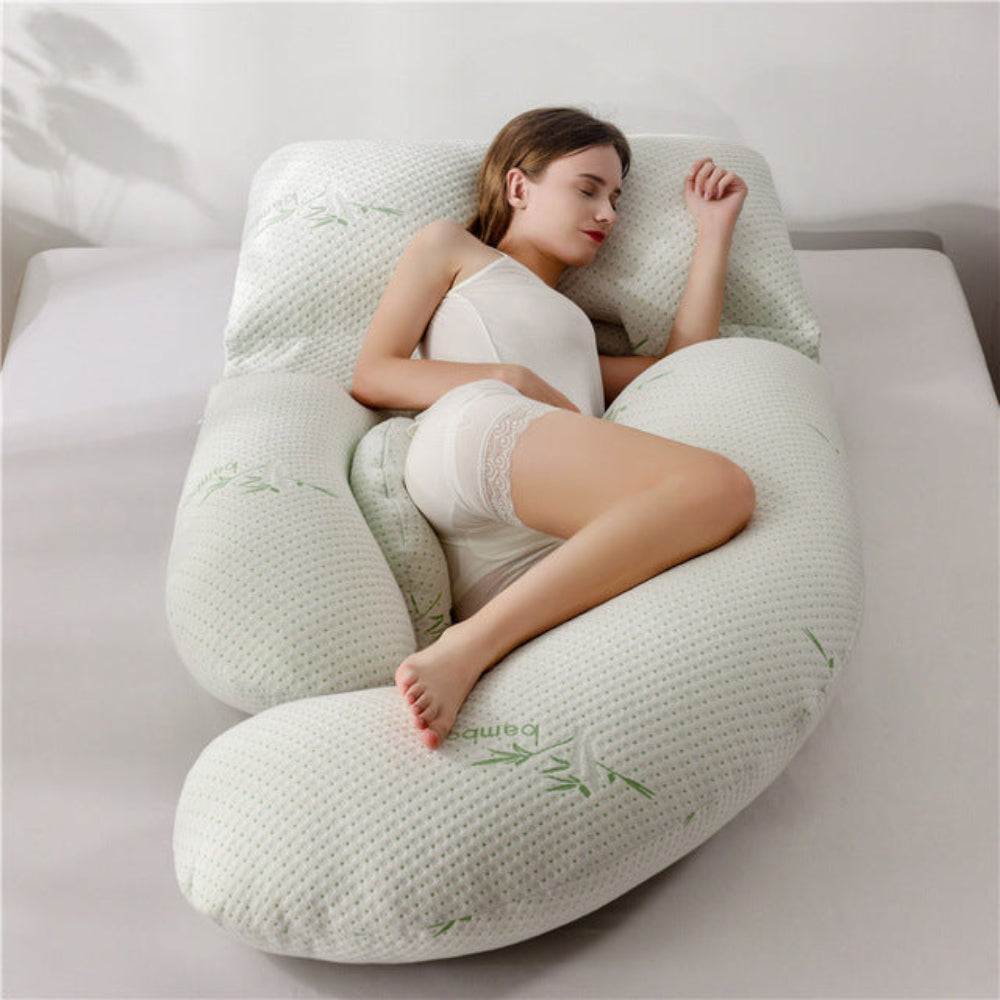 U-vorm Lichaamskussen – Ergonomisch, Ademend & Wasbaar 82×168 cm