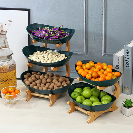 2/3 Laags Fruitplateau van Duurzaam Plastic – Stijlvolle Snack- en Dessertschaal voor Woonkamer