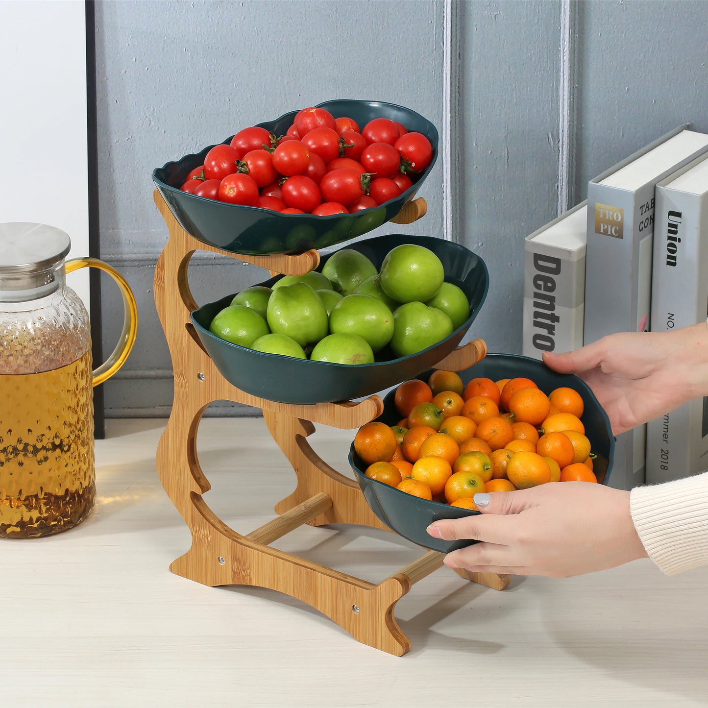 2/3 Laags Fruitplateau van Duurzaam Plastic – Stijlvolle Snack- en Dessertschaal voor Woonkamer