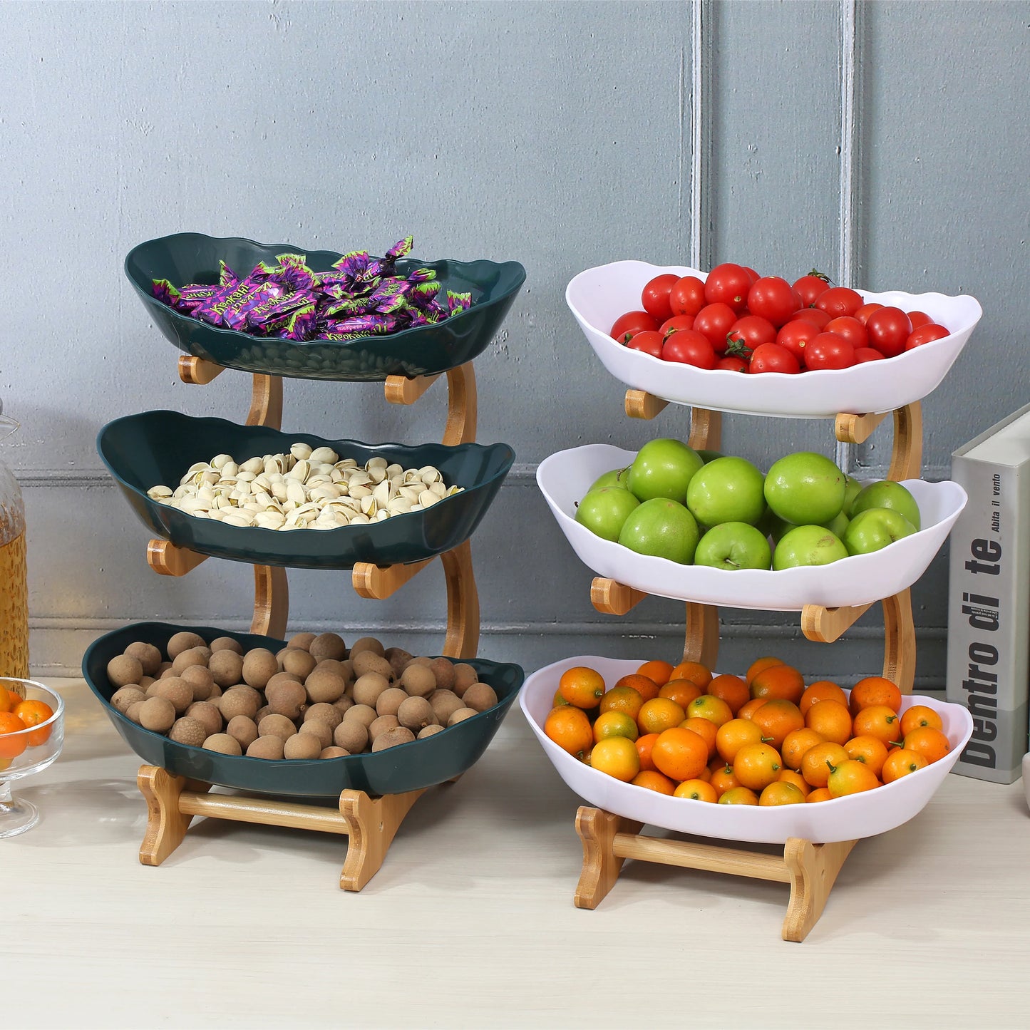 2/3 Laags Fruitplateau van Duurzaam Plastic – Stijlvolle Snack- en Dessertschaal voor Woonkamer