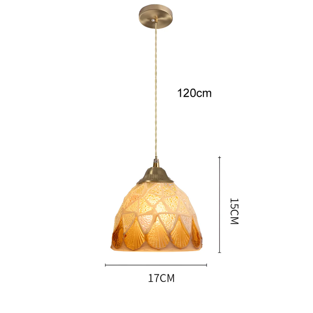 Hanglamp Eettafel van Glas en Koper – Unieke Retro Designlamp met Warme LED Verlichting | Sfeervolle Lamp voor Woonkamer of Slaapkamer