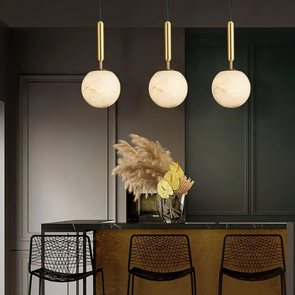 Gouden Alabaster Hanglamp – Luxe Marmeren Look | Sfeervolle Designverlichting
