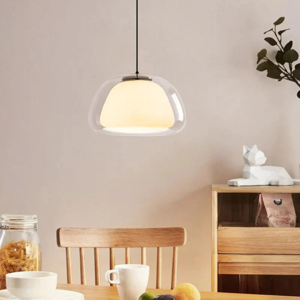Moderne Zwart-Witte Glazen Hanglamp – Minimalistische Elegantie voor Elk Interieur
