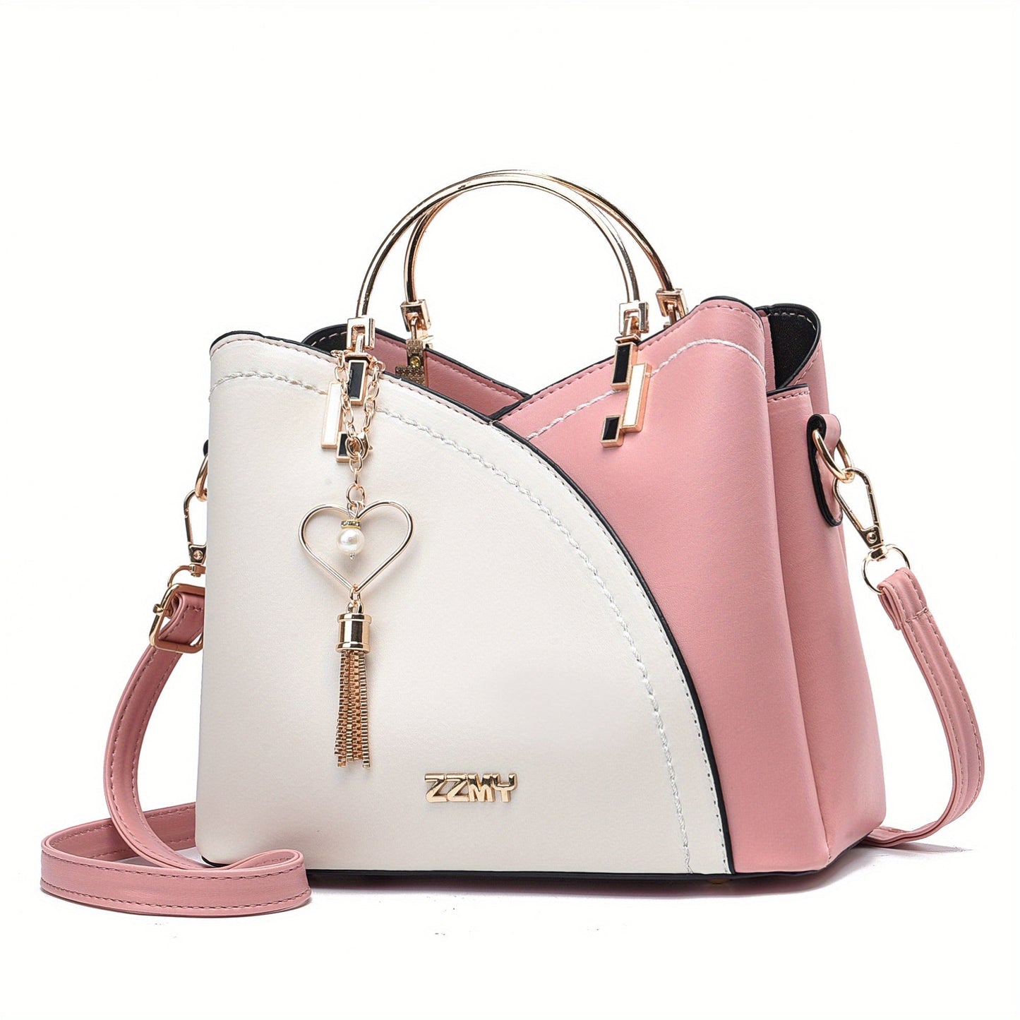 Dames handtas – kleurblok design, kwast details, ruim, stijlvol