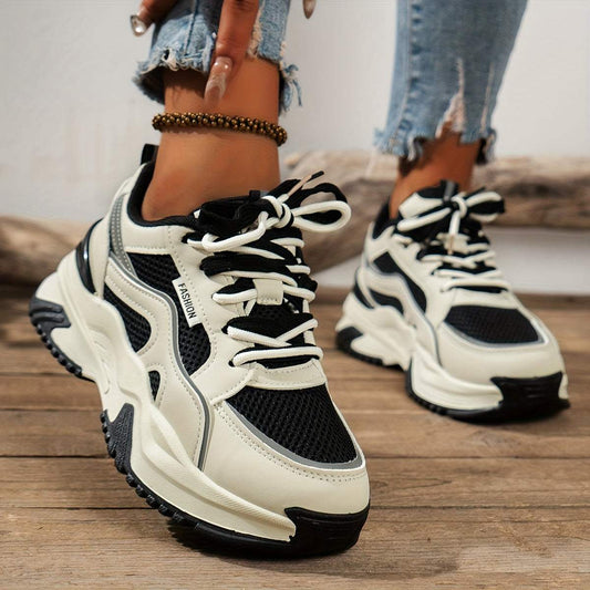 Dames sneakers – dikke zool, kleurrijk design, comfortabel, dagelijks