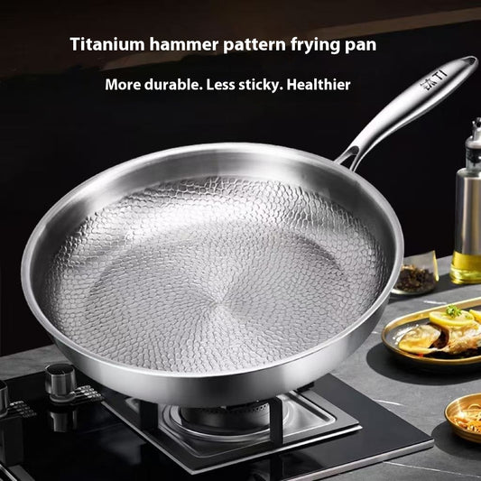 Pure Titanium Koekenpan Zonder Coating – PFAS-vrij, Krasbestendig & Inductiegeschikt | Verkrijgbaar in 26cm, 28cm & 30cm