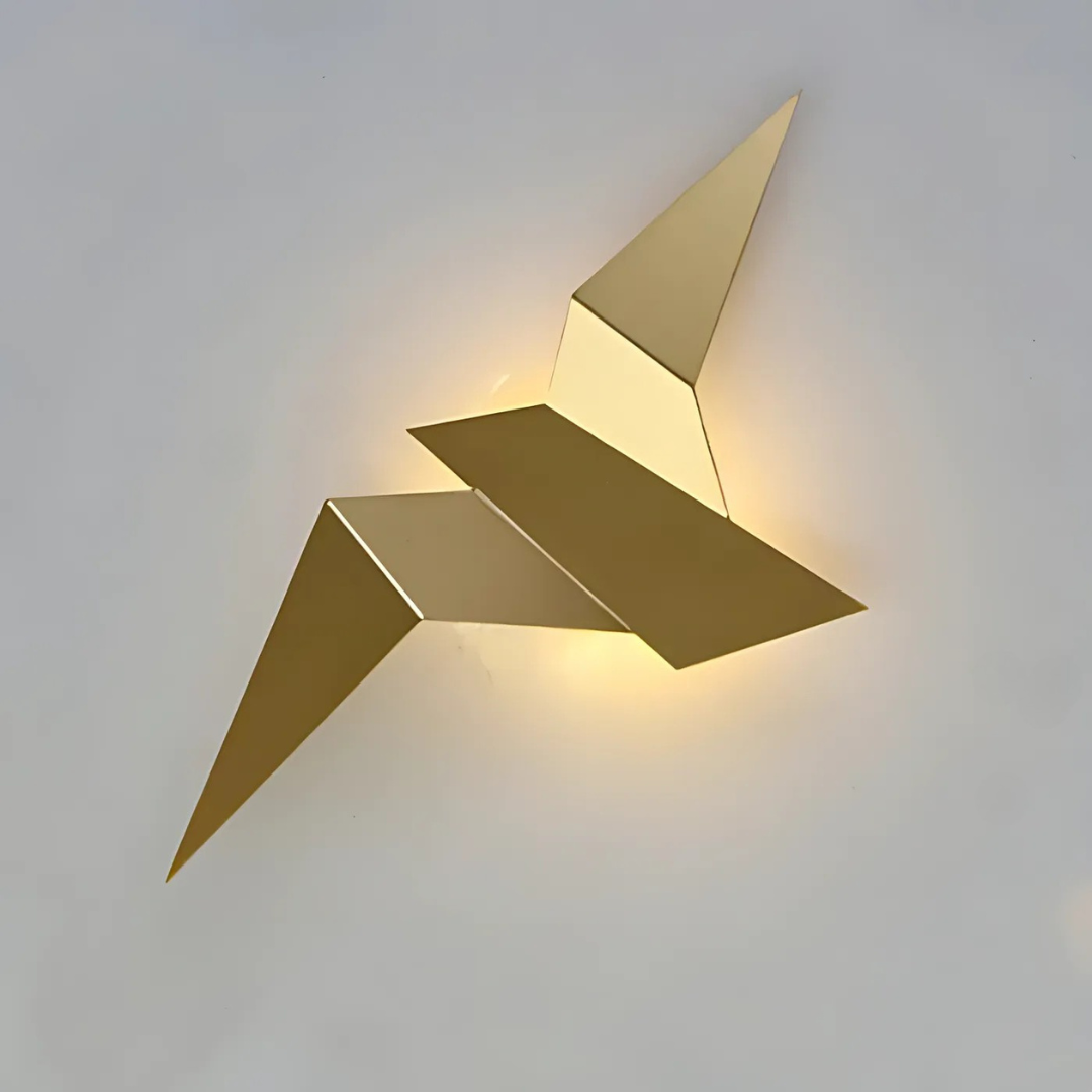 Origami Wandlamp – Japanse Designlamp in Metaal met Warm LED Licht | Artistieke Wandverlichting voor Slaapkamer of Woonkamer