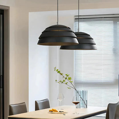 Industriële Hanglamp – Gelaagde IJzeren Lamp in Mat Zwart | Moderne Loft Verlichting