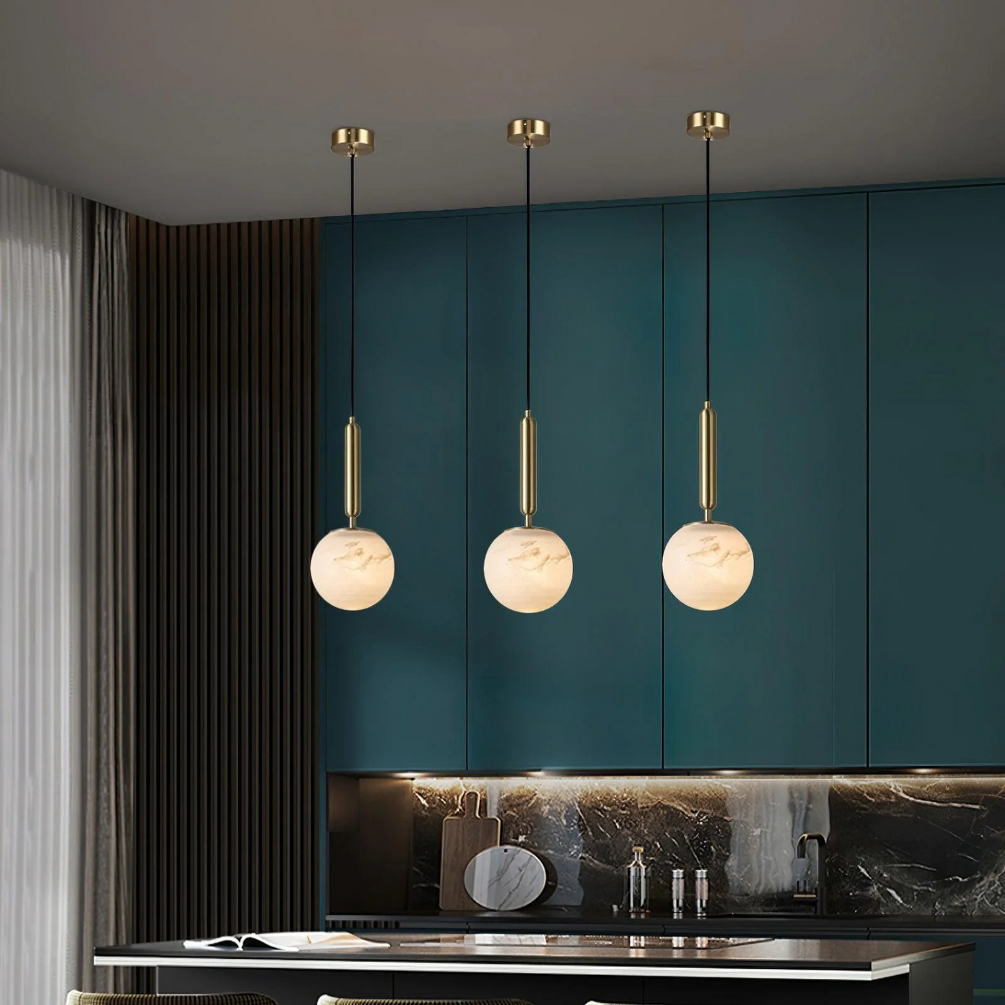 Gouden Alabaster Hanglamp – Luxe Marmeren Look | Sfeervolle Designverlichting