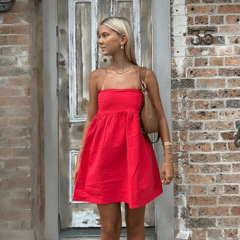 Dames strapless zomerjurk – katoen, luchtig, casual en comfortabel