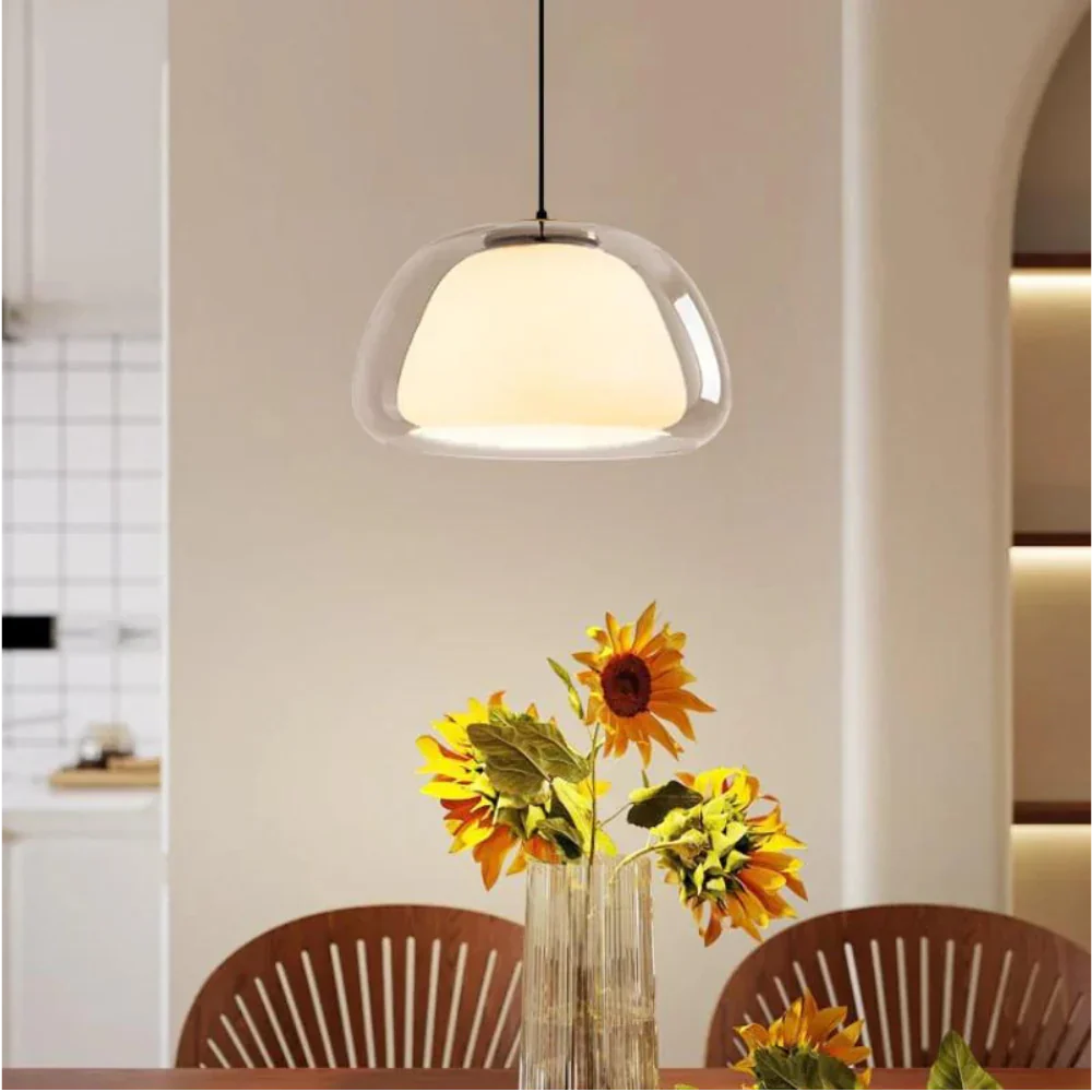 Moderne Zwart-Witte Glazen Hanglamp – Minimalistische Elegantie voor Elk Interieur