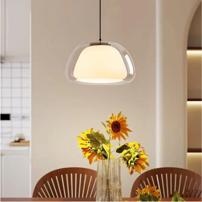 Moderne Zwart-Witte Glazen Hanglamp – Minimalistische Elegantie voor Elk Interieur