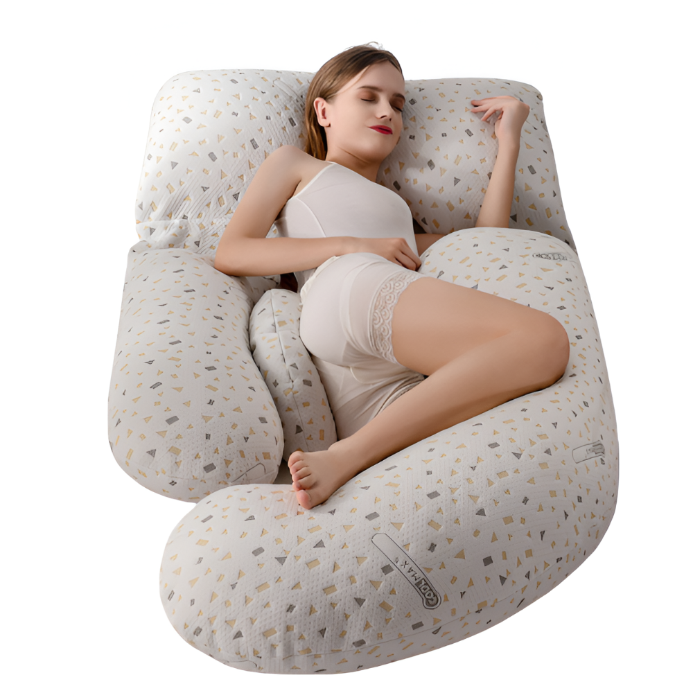 U-vorm Lichaamskussen – Ergonomisch, Ademend & Wasbaar 82×168 cm